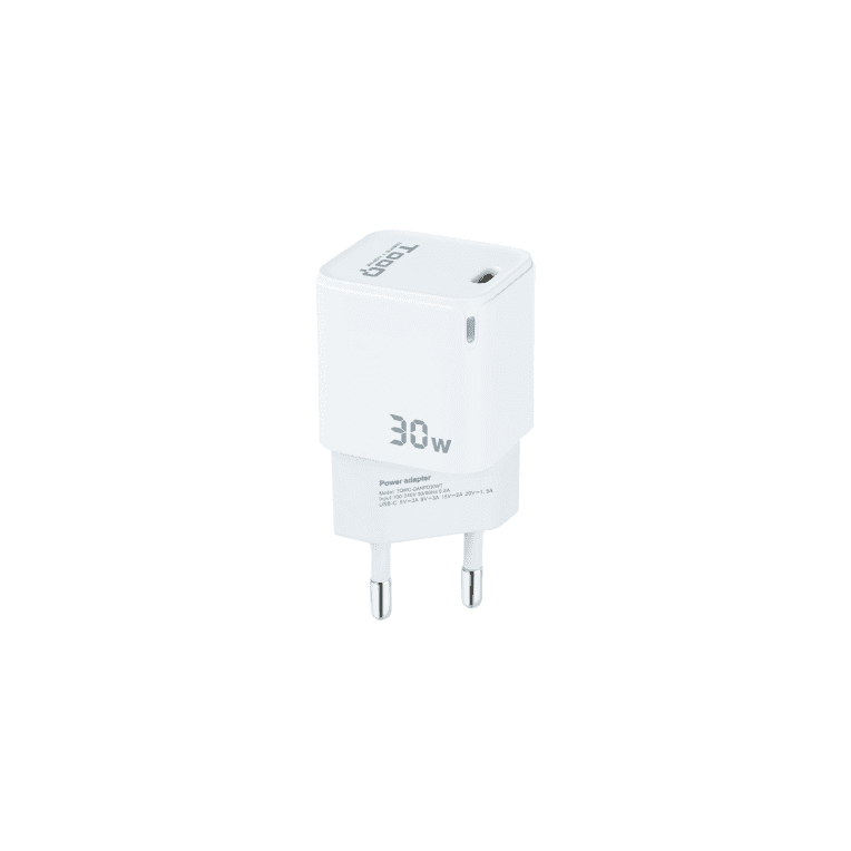 TooQ Cargador de Pared GAN USB-C/PD 30W, Blanco
