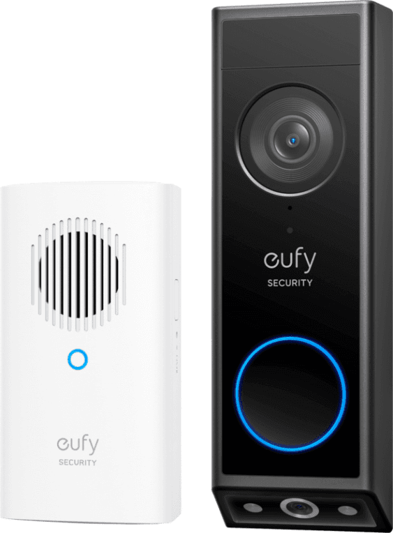 Eufy Security Video Doorbell E340, cámara doble con sistema de control de entregas, 2K Full HD y visión nocturna a color, por cable o con batería, timbre inalámbrico, almacenamiento local ampliable hasta 128 GB, sin cuotas mensuales