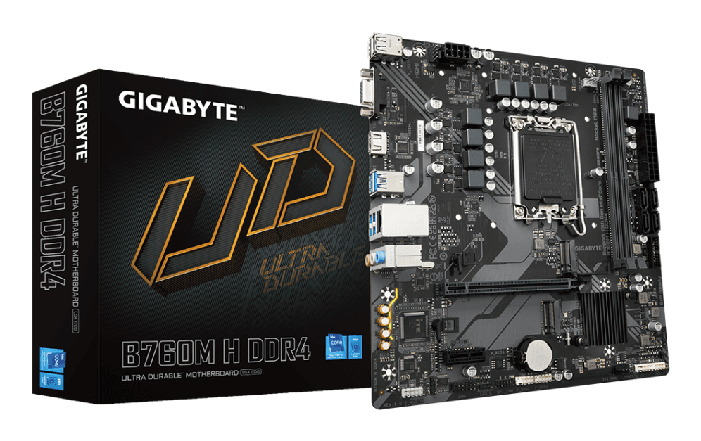 GIGABYTE B760M H DDR4 Placa base - Soporta CPUs Intel Core de 14ª generación, VRM digital de 6+1+1 fases, hasta 3200MHz DDR4 (OC), 2xPCIe 4.0 M.2, GbE LAN, USB 3.2 Gen1