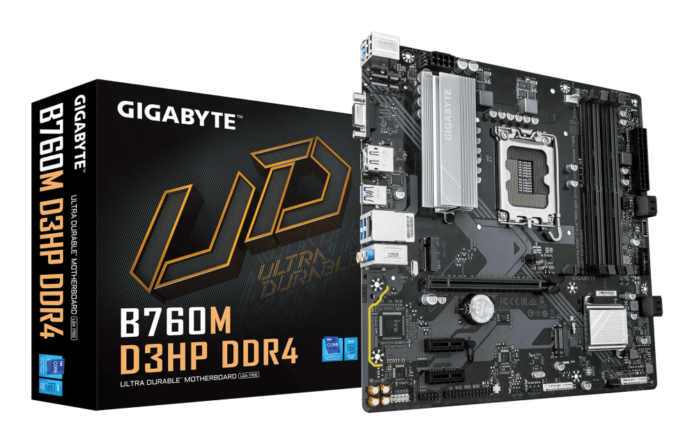 GIGABYTE B760M D3HP DDR4 Placa base - Soporta CPUs Intel Core de 14ª generación, VRM digital de 4+1+1 fases, hasta 5333MHz DDR4 (OC), 2xPCIe 4.0 M.2, GbE LAN, USB 3.2 Gen1