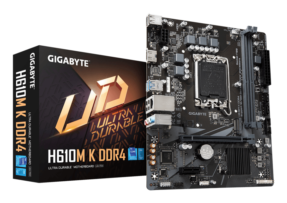 GIGABYTE H610M K DDR4 Placa base - Compatible con procesadores Intel Core 14th Gen CPUs, 3+1+1 Phases Hybrid Power Design, up to 3200MHz DDR4, 1xPCIe 3.0 M.2, GbE LAN, USB 3.2 Gen 1