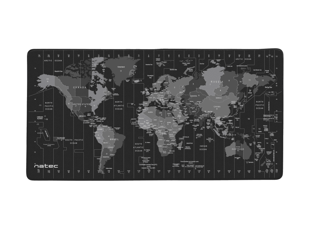 NATEC Time Zone Map Maxi Negro, Gris