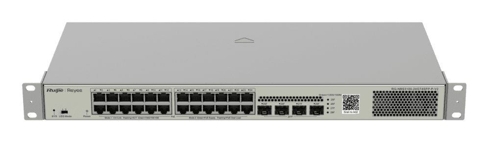 Ruijie Networks RG-NBS3100-24GT4SFP-P-V2 switch Gestionado L2 Gigabit Ethernet (10/100/1000) Energía sobre Ethernet (PoE) Metálico