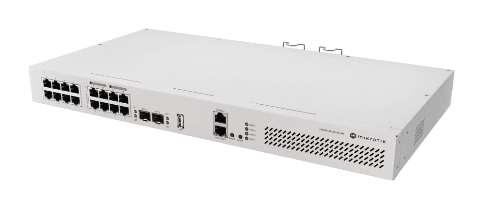 Mikrotik CRS418-8P-8G-2S+RM Cloud Router/Sw L2/L3 Gigabit Ethernet (10/100/1000) Energía sobre Ethernet (PoE) 1U