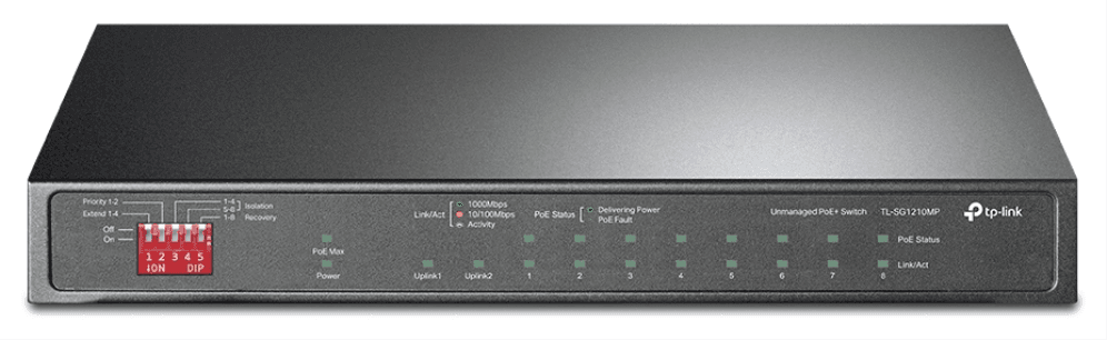 TP-Link TL-SG1210MP switch No administrado Gigabit Ethernet (10/100/1000) Energía sobre Ethernet (PoE) Negro