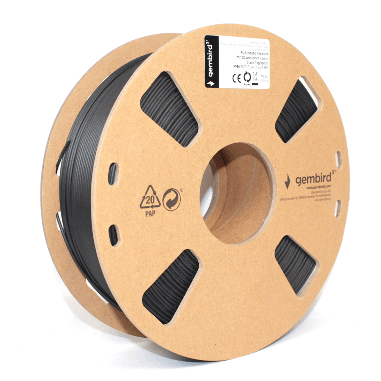 Gembird 3DP-PLA1.75-01-BK material de impresión 3d Ácido poliláctico (PLA) Negro 1,4 kg