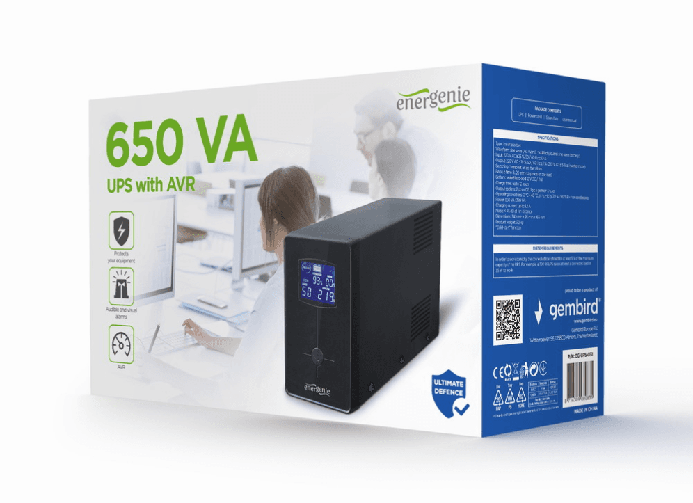 Gembird EG-UPS-031 sistema de alimentación ininterrumpida (UPS) 0,65 kVA 390 W 3 salidas AC