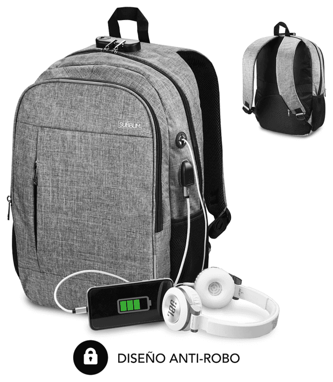 SUBBLIM Mochila para Portátil Urban Lock Backpack 16" Grey