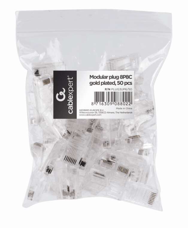 Gembird PLUG3UP6/50 conector RJ-45 Transparente