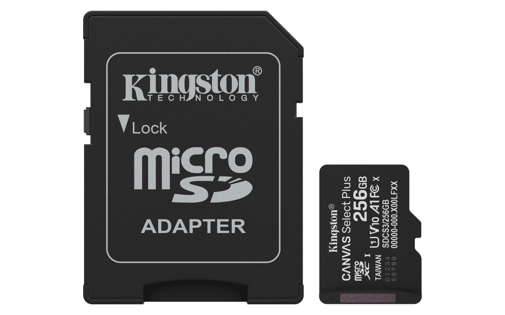 Kingston Technology 256GB microSDXC Canvas Select Plus Gen3 150MB/s A1 (Incluye adaptador de SD)
