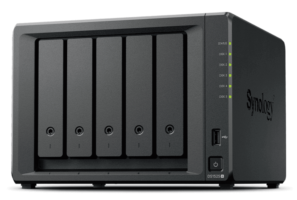 Synology DiskStation DS1525+ servidor de almacenamiento NAS Ryzen Embedded V1500B 8 GB DDR4 0 TB Negro