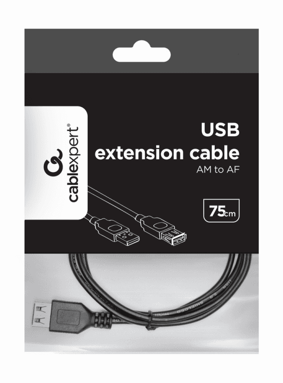 Gembird CC-USB2-AMAF-75CM/300-BK cable USB USB 2.0 0,75 m USB A Negro