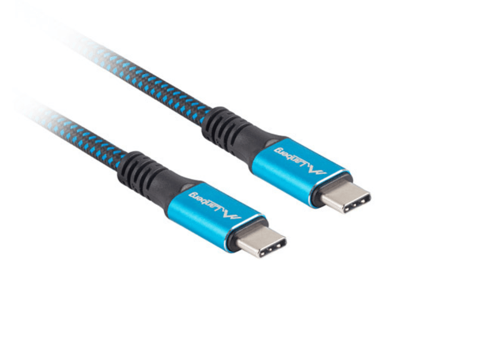 Lanberg CA-CMCM-45CU-0012-BK cable USB USB4 Gen 2x2 0,12 m USB C Negro, Azul