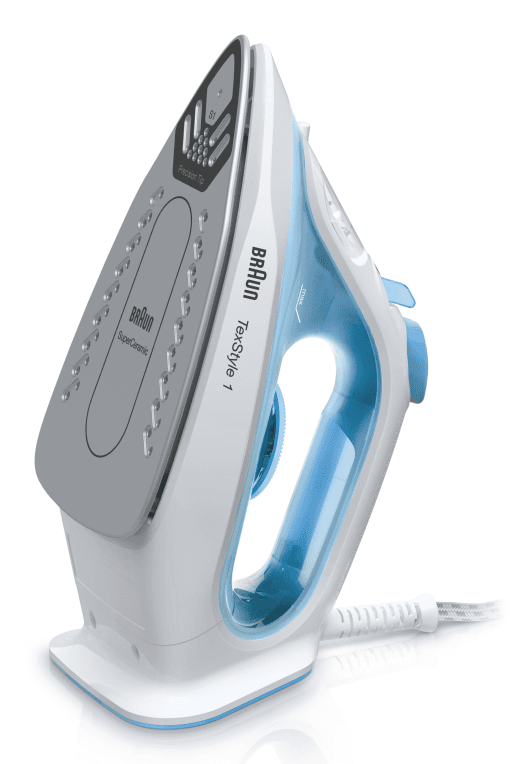Braun TexStyle 1 SI1050BL Plancha a vapor Suela de cerámica 2000 W Azul, Blanco