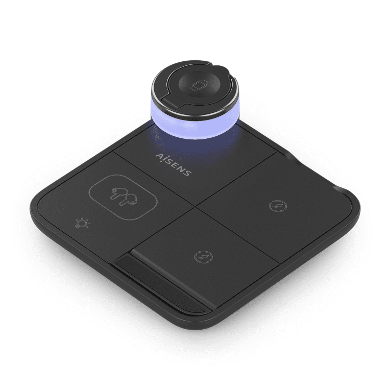 AISENS ASCH-15W4WC062-BK cargador de dispositivo móvil Auriculares, Smartphone, Reloj inteligente Cargador inalámbrico Interior