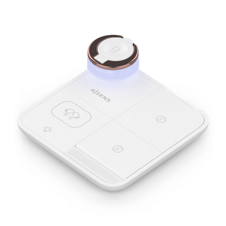 AISENS ASCH-15W4WC061-W cargador de dispositivo móvil Auriculares, Smartphone, Reloj inteligente Cargador inalámbrico Interior