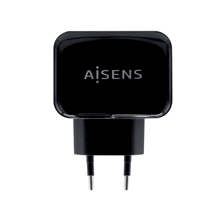 AISENS Cargador USB 17W 5V/3.4A, 2xUSB Con Control AI, Negro