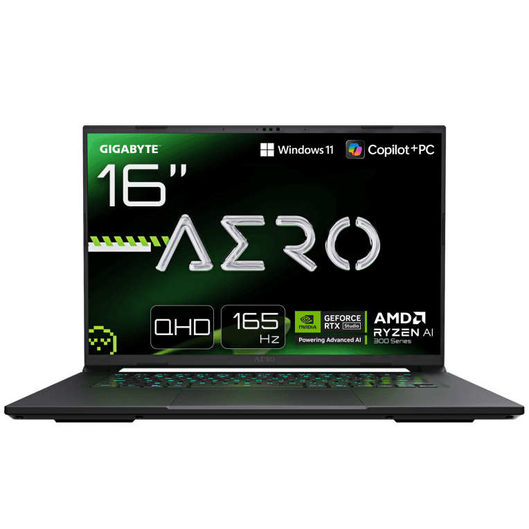 GIGABYTE AERO X16 Portátil Gaming- Copilot+ PC, 16" WQXGA 165Hz, AMD Ryzen AI 9 HX 370, NVIDIA RTX 5070 GPU, 32GB DDR5 5200MHz, 2 x Gen4 1TB SSD, Win 11 Pro, Garantía de 2 Años, AERO X16 2WHA3ESC65AH