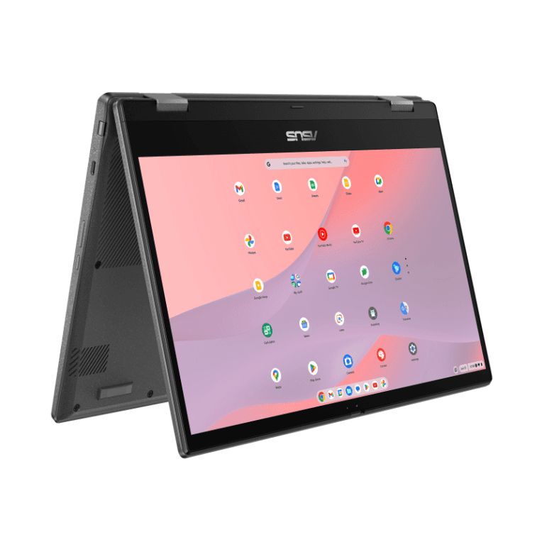 ASUS Chromebook CM14 Flip CL1402FM2A-EC0224 - Ordenador Portátil 14" Full HD (MediaTek Kompanio 520, 8GB RAM, 128GB eMMC, ARM Mali-G52 MC2, ChromeOS) Gris Gravidad - Teclado QWERTY español