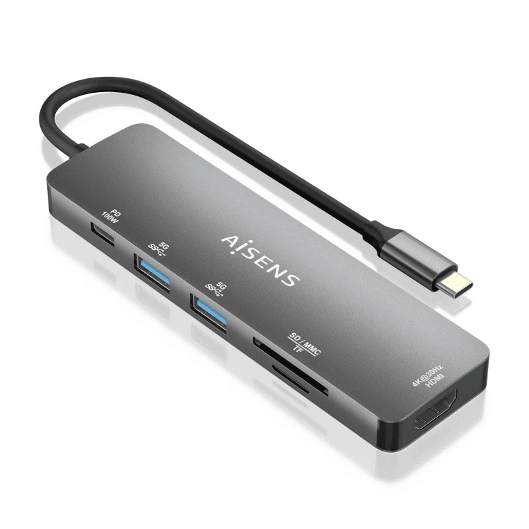 AISENS ASUC-6P016-GR base para portátil y replicador de puertos Alámbrico USB 3.2 Gen 1 (3.1 Gen 1) Type-C