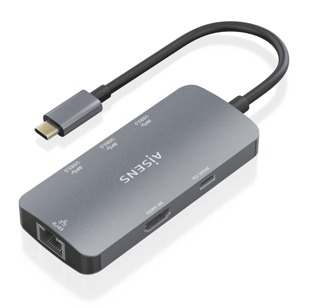 AISENS ASUC-6P019-GR base para portátil y replicador de puertos Alámbrico USB 3.2 Gen 1 (3.1 Gen 1) Type-C