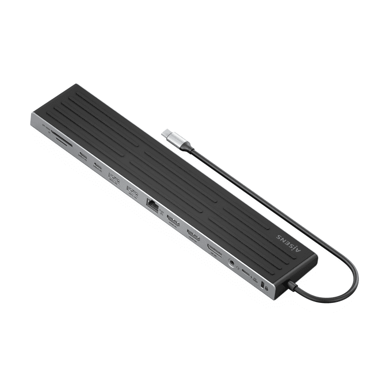 AISENS USB-C Dock 13 en 1, USB-C A 2xHDMI, 1xDisplayPort, 1xRJ45, 3xUSB-A, 2xUSB-C, 1xUSB-C PD, 1xSD, 1xMicro SD, 1xAudio, 1xRanura Kensington, 30cm