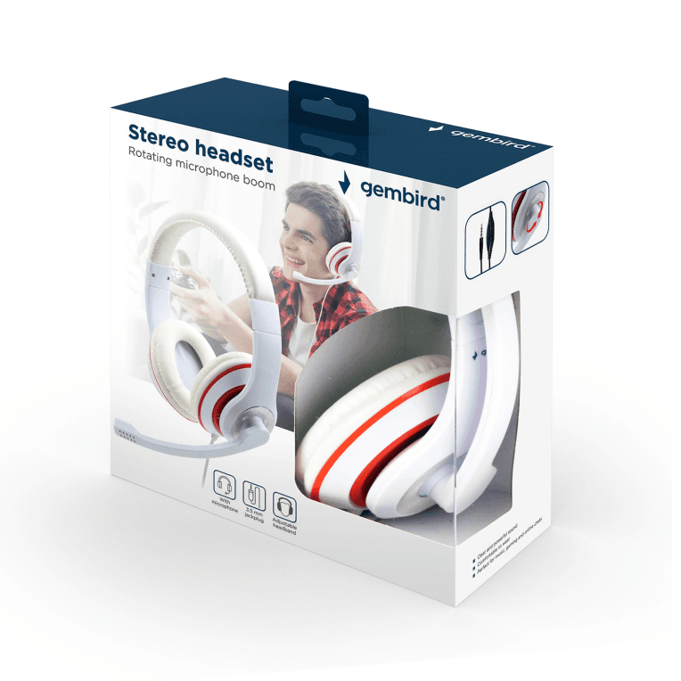 Gembird MHS-03-WTRD auricular y casco Auriculares Alámbrico Diadema Llamadas/Música Rojo, Blanco