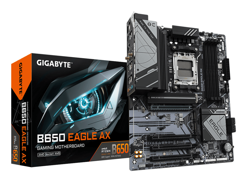 GIGABYTE B650 EAGLE AX Placa base - AMD Ryzen serie 9000, VRM de 12+2+2 fases, hasta 7600 MHz DDR5 (OC), 1xPCIe 5.0 + 2xPCIe 4.0 M.2, LAN GbE, WIFI 6E, USB 3.2 Gen 2