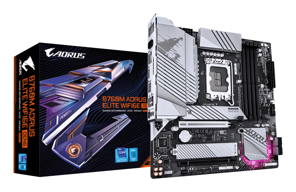 GIGABYTE B760M AORUS ELITE WIFI6E GEN5 Placa Base – Compatible con procesadores Intel Core 14ª generación, VRM digital de 12+1+1 fases, hasta 5600 MHz DDR5, 2 x M.2 PCIe 4.0, Wi-Fi 6E, LAN 2.5 GbE, USB 3.2 Gen 2x2