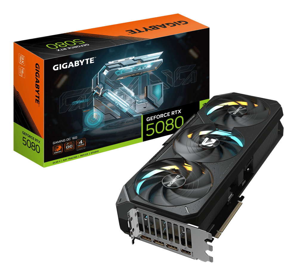 GIGABYTE GeForce RTX 5080 GAMING OC 16G Tarjeta Gráfica - 16GB GDDR7, 256 bits, PCI-E 5.0, 2730MHz Core Clock, 3 x DisplayPort, 1 x HDMI, GV-N5080GAMING OC-16GD