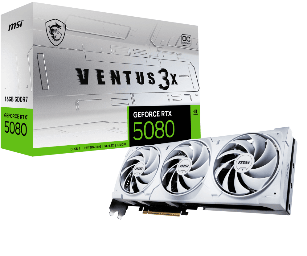 MSI VENTUS GEFORCE RTX 5080 16G 3X OC WHITE tarjeta gráfica NVIDIA 16 GB GDDR7