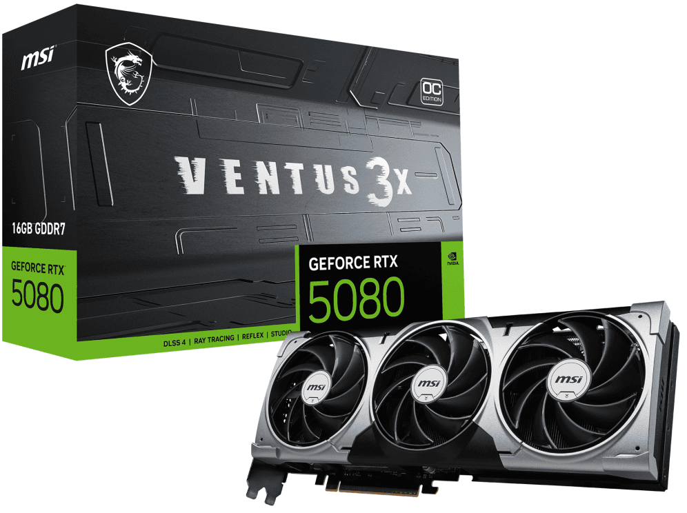 MSI VENTUS GeForce RTX5080 16G 3X OC NVIDIA GeForce RTX 5080 16 GB GDDR7