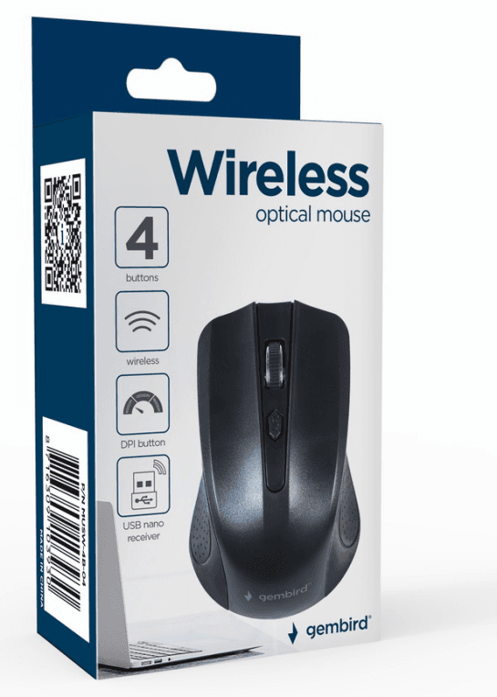 Gembird MUSW-4B-04 ratón Oficina Ambidextro RF inalámbrico Óptico 1600 DPI