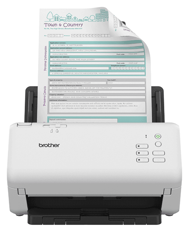 Brother ADS-4300N escaner Escáner con alimentador automático de documentos (ADF) 600 x 600 DPI A4 Negro, Blanco