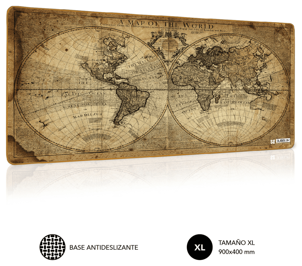 SUBBLIM Alfombrilla Ratón Vintage World XL Mouse Pad 900x400x3