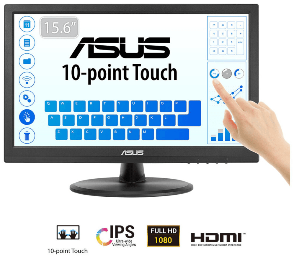 ASUS Touch VT169HE pantalla para PC 39,6 cm (15.6") 1920 x 1080 Pixeles Full HD LED Pantalla táctil Mesa Negro