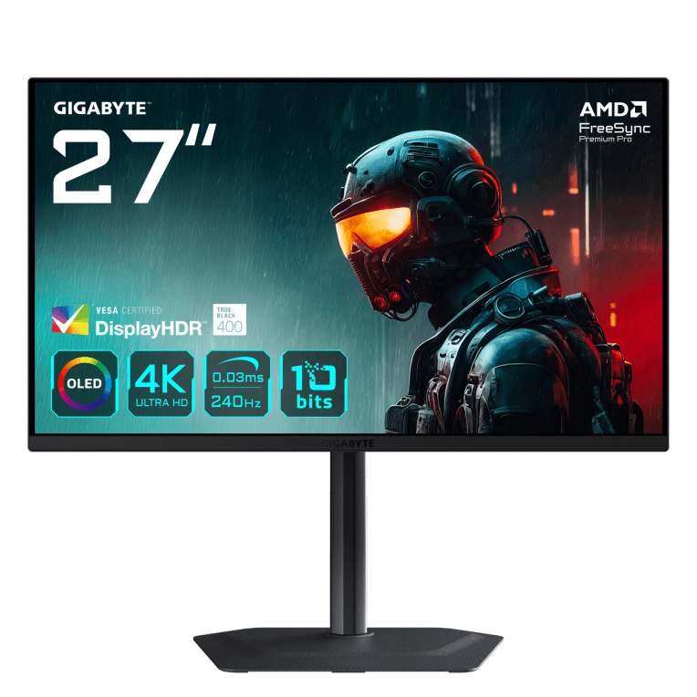 GIGABYTE MO27U2 OLED 4K UHD Gaming Monitor - 3840 x 2160, 240Hz, 0,03 ms, 1000 cd/m², Display HDR True Black 400, HDMI 2.1, DisplayPort 1.4