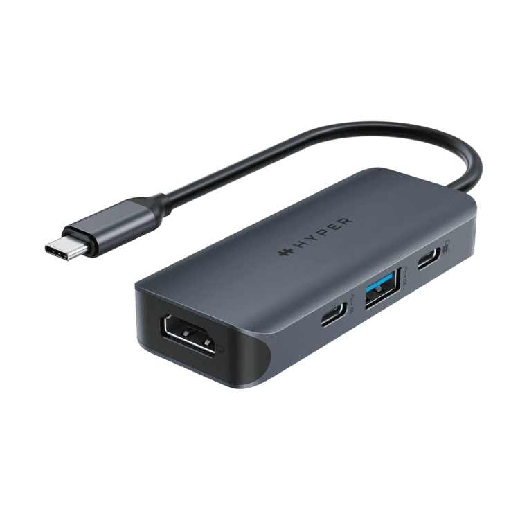 HYPER HD4001GL hub de interfaz USB 3.2 Gen 1 (3.1 Gen 1) Type-C 10000 Mbit/s Azul, Gris