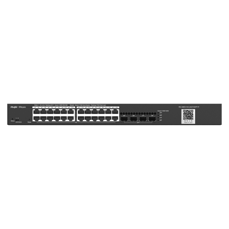 Ruijie Networks RG-NBS3100-24GT4SFP-P switch Gestionado L2 Gigabit Ethernet (10/100/1000) Energía sobre Ethernet (PoE) Negro