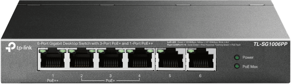 TP-Link TL-SG1006PP switch No administrado Gigabit Ethernet (10/100/1000) Energía sobre Ethernet (PoE) Gris