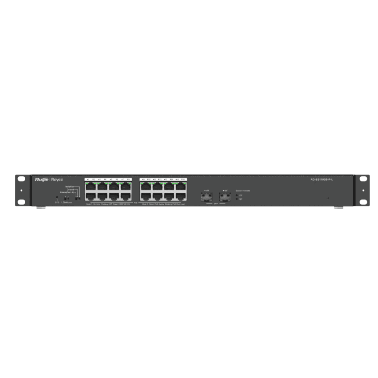 Ruijie Networks RG-ES118GS-P-L switch No administrado L2 Gigabit Ethernet (10/100/1000) Energía sobre Ethernet (PoE) Negro