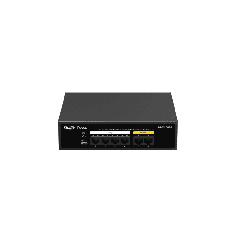 Ruijie Networks RG-ES106F-P switch No administrado L2 Fast Ethernet (10/100) Energía sobre Ethernet (PoE) Negro