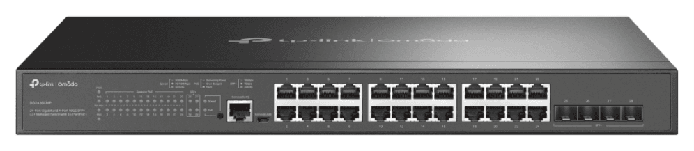 TP-Link Omada SG3428XMP switch Gestionado L2+ Gigabit Ethernet (10/100/1000) Energía sobre Ethernet (PoE) 1U Negro