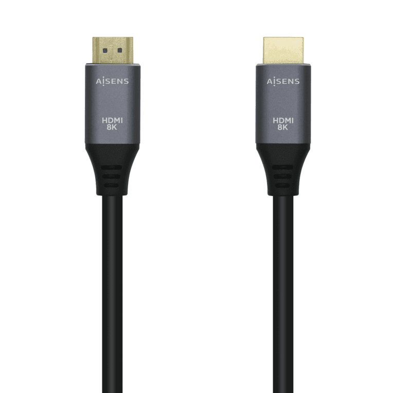 AISENS Cable HDMI V2.1 Ultra Alta Velocidad / HEC 8k@60Hz 48Gbps, A/M-A/M, Gris/Negro, 0.5m