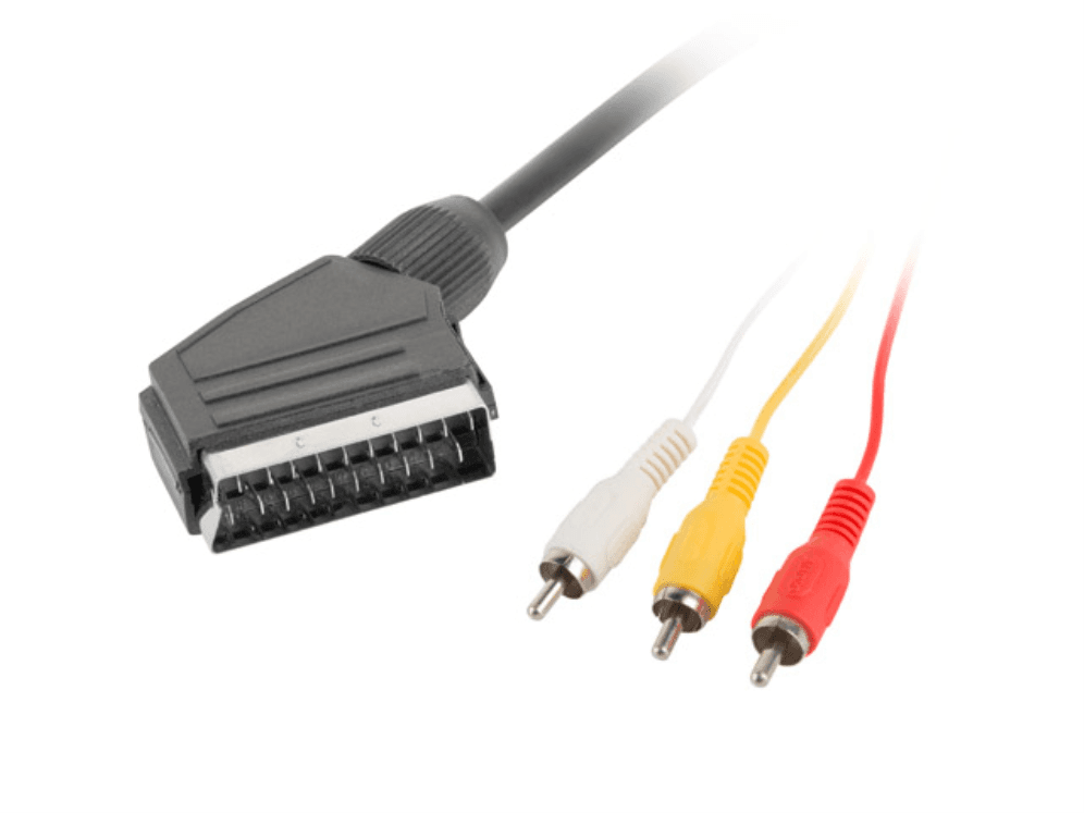 Lanberg CA-EURC-10CC-0018-BK cable EUROCONECTOR 1,8 m SCART (21-pin) 3 x RCA Negro