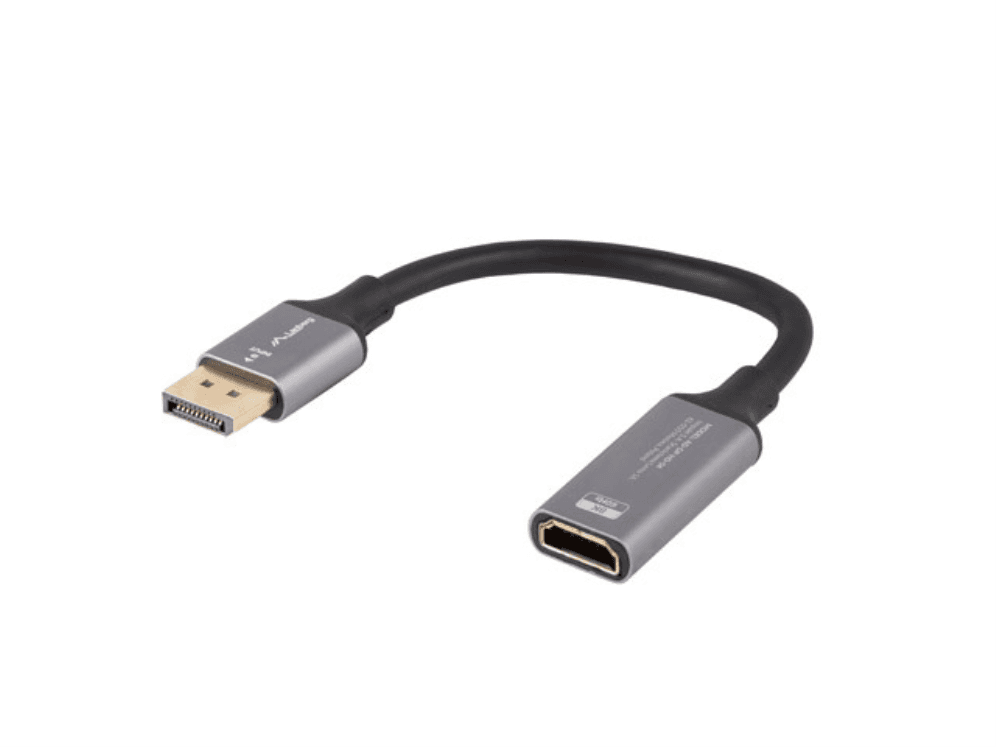 Lanberg AD-DP-HD-04 adaptador de cable de vídeo 0,2 m DisplayPort HDMI Plata, Negro