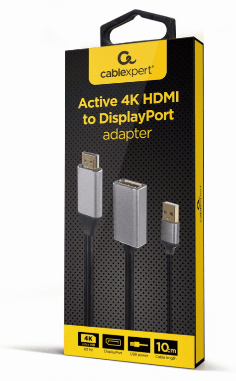 Gembird A-HDMIM-DPF-02 adaptador de cable de vídeo 0,1 m HDMI tipo A (Estándar) DisplayPort Negro