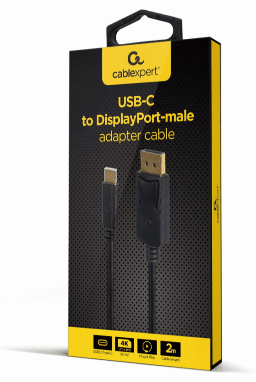 Gembird A-CM-DPM-01 adaptador de cable de vídeo 2 m USB Tipo C DisplayPort Negro