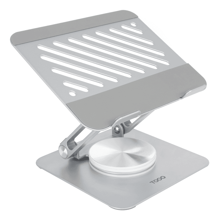 TooQ Soporte de Sobremesa con rotación 360° y ajustable para dispositivos de hasta 13”, Color Plata