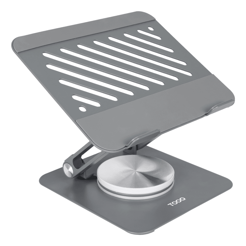 TooQ Soporte Elevador con rotación 360° y ajustable, para dispositivos de hasta 13”, Color Gris Oscuro